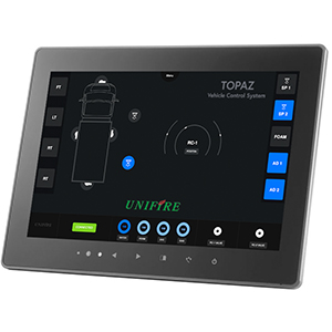 TOPAZ Graphical User Interface for control of Unifire Force robotic nozzles and remote control water cannons for fire trucks and police vehicles